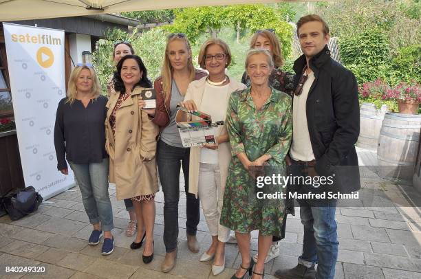 Sabine Weber, Maria Happel, Lilian Klebow, Johanna Mikl-Leitner, Kathrin Zechner and Michael Steinocher pose during a 'Soko Wien' photo call at...