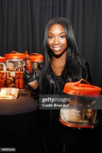 Singer Brandy attends Z100's Jingle Ball 2008 Artist Gift Lounge By On 3 Productions at Madison Square Garden on December 12, 2008 in New York City.