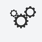 Three gear sign icon on background