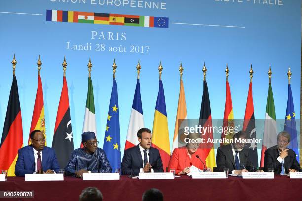 Mahamadou Issoufou President of Niger, President of Tchad Idriss Deby Itno, German Chancelor Angela Merkel, Spanish Prime Minister Mariano Rajoy and...