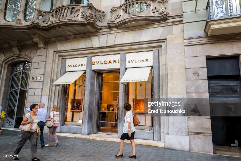 Passeig de Gracia, shopping street in Barcelona, Spain