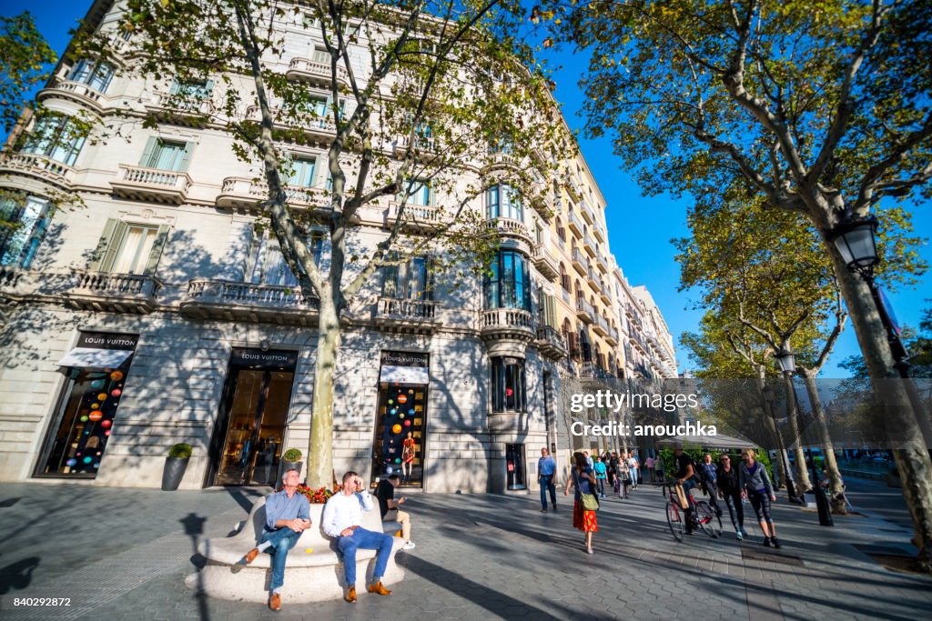 Passeig de Gracia, shopping street in Barcelona, Spain