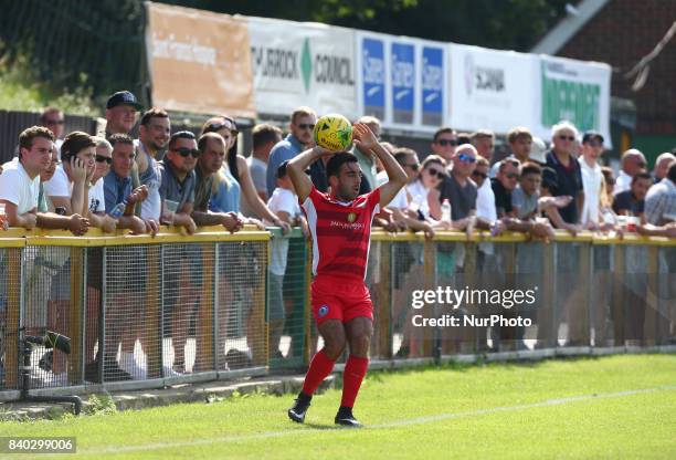 Sam Deering of Billericay Town during Bostik League Premier Division match between Thurrock vs Billericay Town at Ship Lane Ground, Aveley on 28...