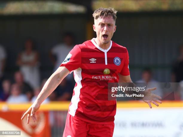 Jake Robinson of Billericay Town during Bostik League Premier Division match between Thurrock vs Billericay Town at Ship Lane Ground, Aveley on 28...