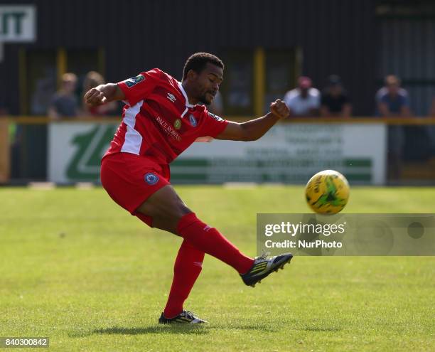 Elliott Kebbie of Billericay Town during Bostik League Premier Division match between Thurrock vs Billericay Town at Ship Lane Ground, Aveley on 28...