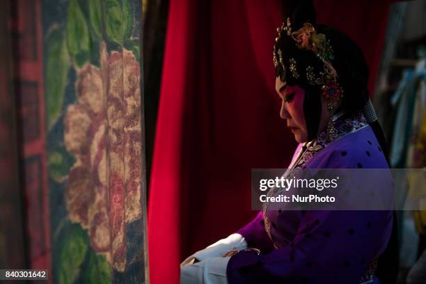 Backstage scenes of Chinese opera at the Shen Sze She Yar temple, Kajang in Kuala Lumpur, Malaysia on on August 28 2017. The temple celebrate Xian Si...
