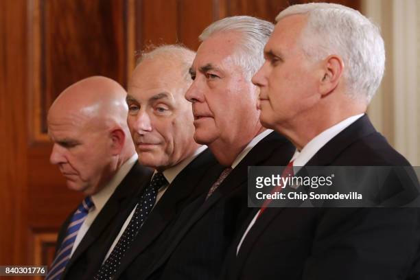 National Security Advisor H.R. McMaster, White House Chief of Staff John Kelly, Secretary of State Rex Tillerson and Vice President Mike Pence attend...