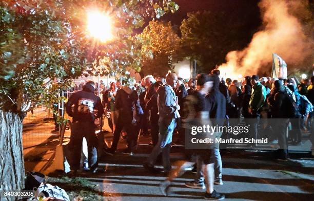 General view of the set during the filming of 'Cops' at Dusika Stadion on August 20, 2017 in Vienna, Austria.