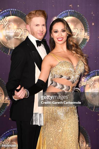 Dancers Neil Jones and Katya Jones attend the 'Strictly Come Dancing 2017' red carpet launch at The Piazza on August 28, 2017 in London, England.