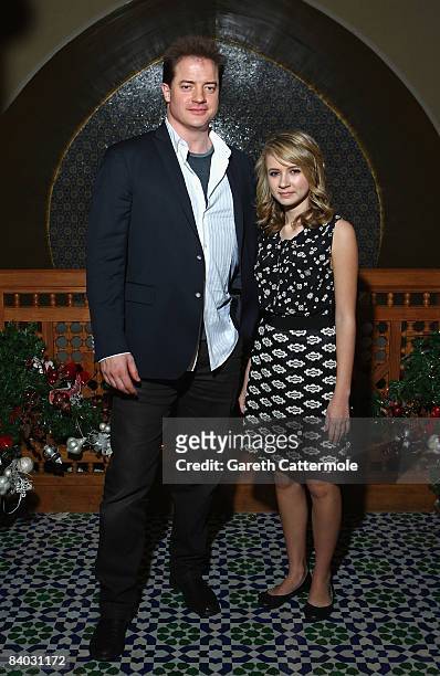 Actor Brendan Fraser and actress Eliza Bennett during a portrait session on day four of The 5th Annual Dubai International Film Festival held at the...