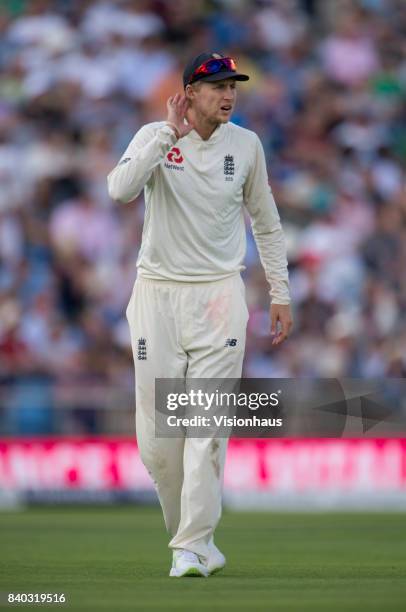 The England captain Joe Root during the second day of the second test between England and West Indies at Headingley on August 26, 2017 in Leeds,...