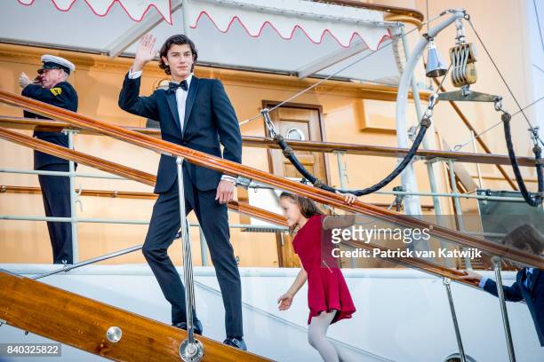 Prince Nikolai of Denmark and Princess Athena of Denmark attend the 18th birthday celebration of Prince Nikolai at royal ship Dannebrog on August 28,...