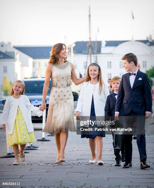 Princess Josephine of Denmark, Crown princess Mary of Denmark, Princess Isabella of Denmark, Prince Vincent of Denmark and Prince Christian of...