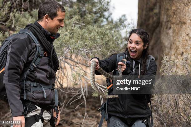 Vanessa Hudgens" Episode 302 -- Pictured: Bear Grylls, Vanessa Hudgens --