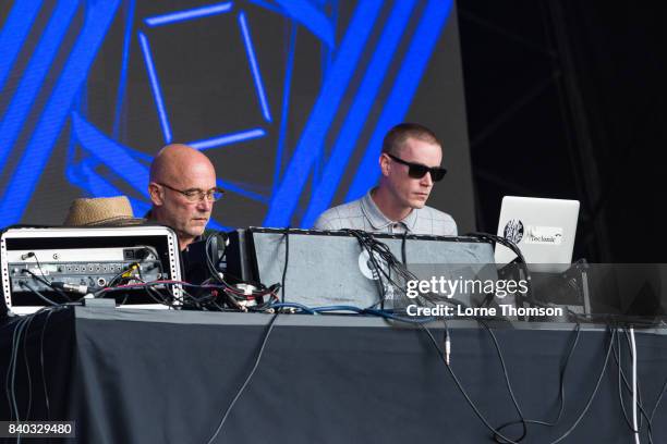 Adrian Sherwood and Rob Ellis of Sherwood And Pinch perform at the House of Common Festival at Clapham Common on August 28, 2017 in London, England.