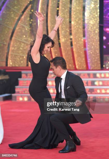 Shirley Ballas and Bruno Tonioli attend the 'Strictly Come Dancing 2017' red carpet launch at Broadcasting House on August 28, 2017 in London,...