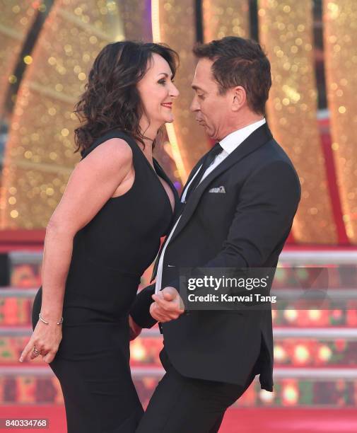 Shirley Ballas and Bruno Tonioli attend the 'Strictly Come Dancing 2017' red carpet launch at Broadcasting House on August 28, 2017 in London,...