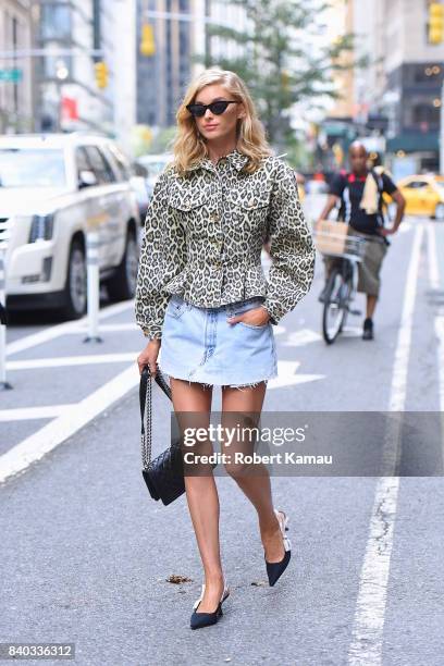 Elsa Hosk seen outside the Victoria's Secret office in Manhattan on August 28, 2017 in New York City.