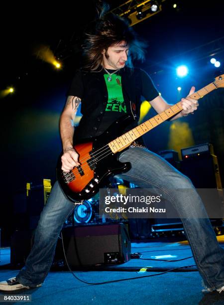 Jon Lawhon of Black Stone Cherry performs at Brixton Academy on December 14, 2008 in London, England.