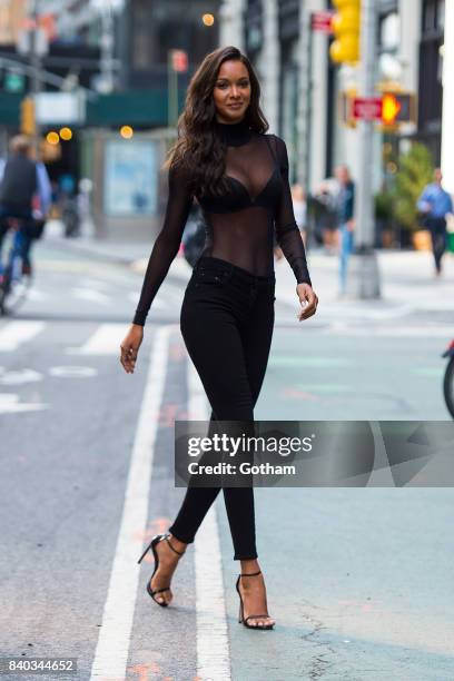 Model Lais Ribeiro is seen going to fittings for the 2017 Victoria's Secret Fashion Show in Midtown on August 28, 2017 in New York City.