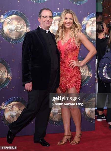 Reverend Richard Coles and Gemma Atkinson attend the 'Strictly Come Dancing 2017' red carpet launch at Broadcasting House on August 28, 2017 in...