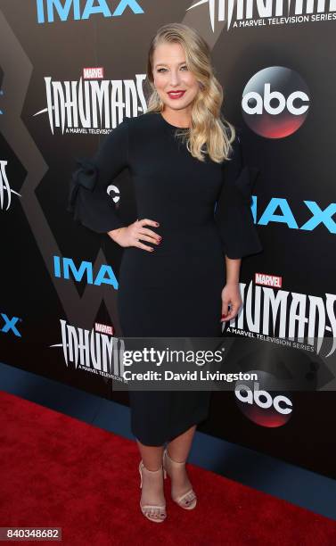 Actress Ellen Woglom attends the premiere of ABC and Marvel's "Inhumans" at Universal CityWalk on August 28, 2017 in Universal City, California.