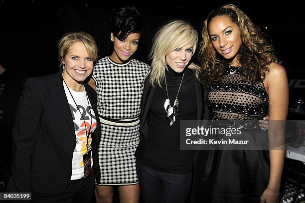Katie Couric, Rihanna, Natasha Bedingfield and Leona Lewis pose backstage during Z100's Jingle Ball 2008 Presented by H&M at Madison Square Garden on...