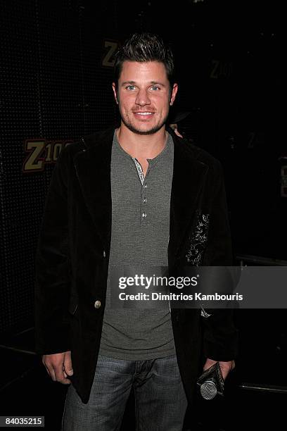 Singer Nick Lachey poses backstage during Z100's Jingle Ball 2008 Presented by H&M at Madison Square Garden on December 12, 2008 in New York City....