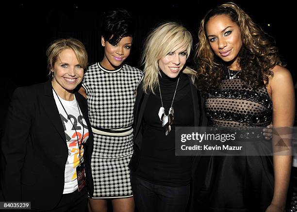 Katie Couric, Rihanna, Natasha Bedingfield and Leona Lewis pose backstage during Z100's Jingle Ball 2008 Presented by H&M at Madison Square Garden on...