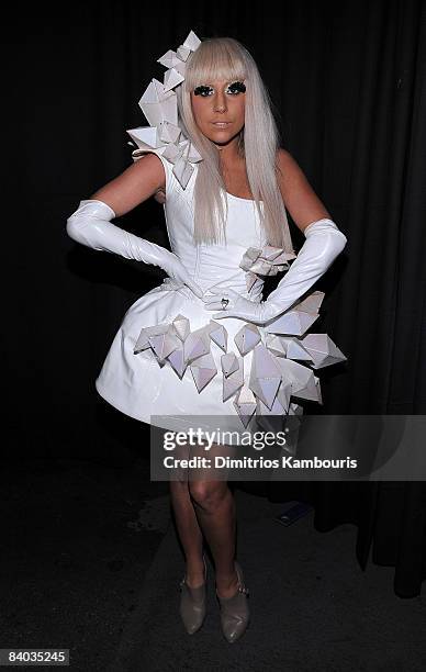 Singer Lady GaGa poses backstage during Z100's Jingle Ball 2008 Presented by H&M at Madison Square Garden on December 12, 2008 in New York City....