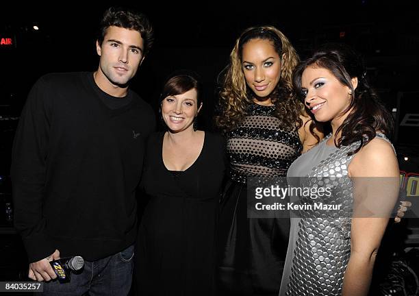 Brody Jenner, Leona Lewis and Z100 DJ's Carolina Bermudez pose backstage during Z100's Jingle Ball 2008 Presented by H&M at Madison Square Garden on...