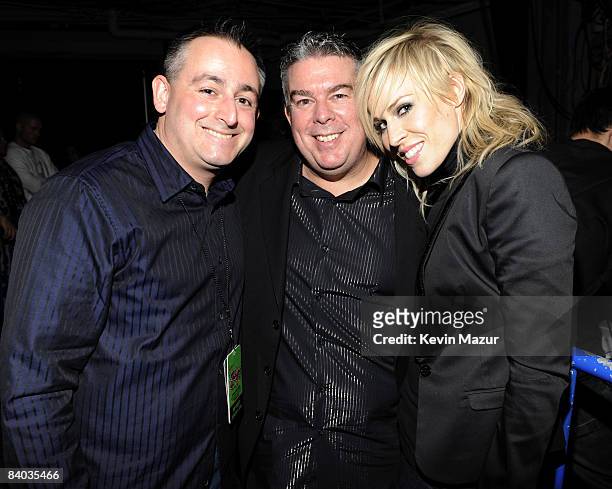 Elvis Duran and Natasha Bedingfield pose backstage during Z100's Jingle Ball 2008 Presented by H&M at Madison Square Garden on December 12, 2008 in...