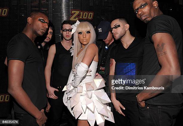 Singer Lady GaGa poses backstage during Z100's Jingle Ball 2008 Presented by H&M at Madison Square Garden on December 12, 2008 in New York City....