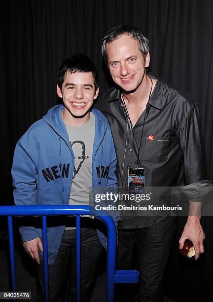 Singer David Archuleta and Tom Poleman pose backstage during Z100's Jingle Ball 2008 Presented by H&M at Madison Square Garden on December 12, 2008...