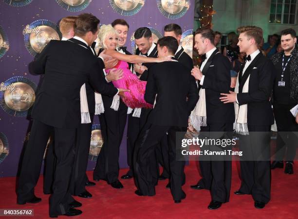 Contestant Debbie McGee with male dancers Pasha Kovalev, Neil Jones, Brendan Cole, Anton du Beke, Giovanni Pernice, Aljaz Skorjanec, Gorka Marquez,...