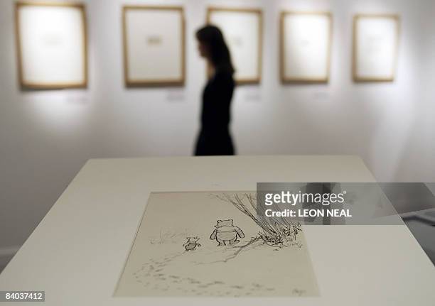 An original illustration of Winnie-the-Pooh entitled "He went on tracking, and Piglet...ran after him" by E.H. Sheppard is displayed as a gallery...
