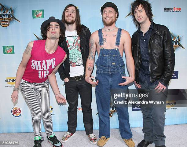 Musicians Tyson Ritter, Mike Kennerty, Chris Gaylor, and Nick Wheeler of the band 'All-American Rejects' arrive at Spike TV's 2008 "Video Game...