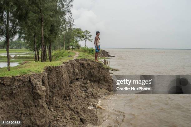 On 28 August 2017 in Ghoramara, India. The existence of the ghoramara island is at stake due to this river bank failure problem. Ghoramara is an...