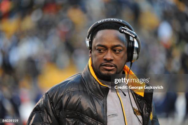 Head coach Mike Tomlin of the Pittsburgh Steelers looks on from the sideline during a game against the Dallas Cowboys at Heinz Field on December 7,...