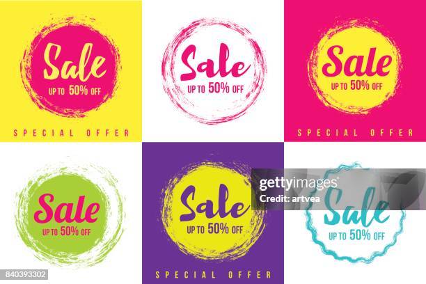 sale tags set - discount store stock illustrations