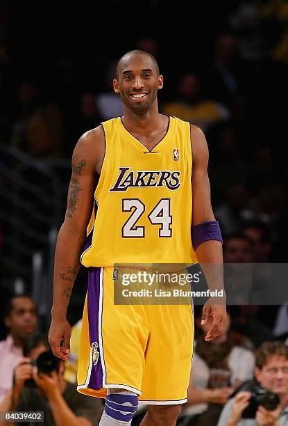 Kobe Bryant of the Los Angeles Lakers walks upcourt during the game against the Phoenix Suns at at Staples Center on December 10, 2008 in Los...