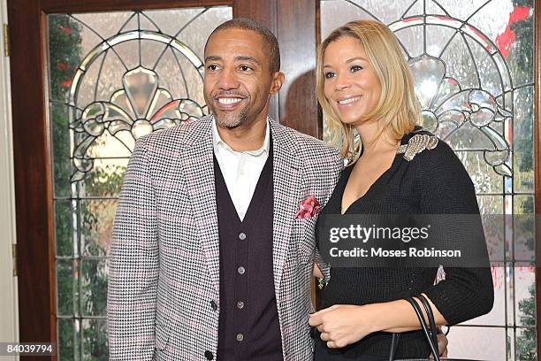 Kevin Liles and Erika Jones attend the 5th annual Frank Ski Kids Foundation's wine tasting and live auction at a private residence on December 14,...