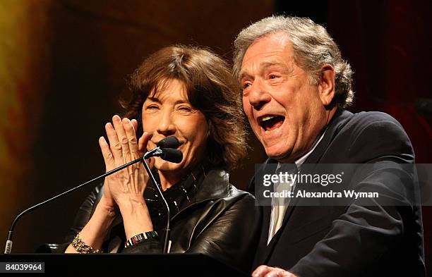 Actors Lily Tomlin and George Segal speak during the Paley Center for Media 2008 Gala honoring Showtime Networks Inc. And Carl Reiner held at the...