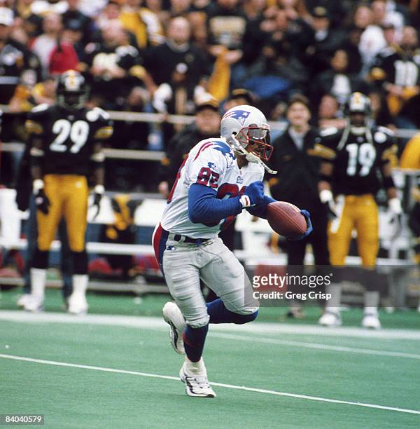 New England Patriots wide receiver Terry Glenn makes a cut during the AFC Divisional Playoff, a 7-6 loss to the Pittsburgh Steelers on January 3 at...