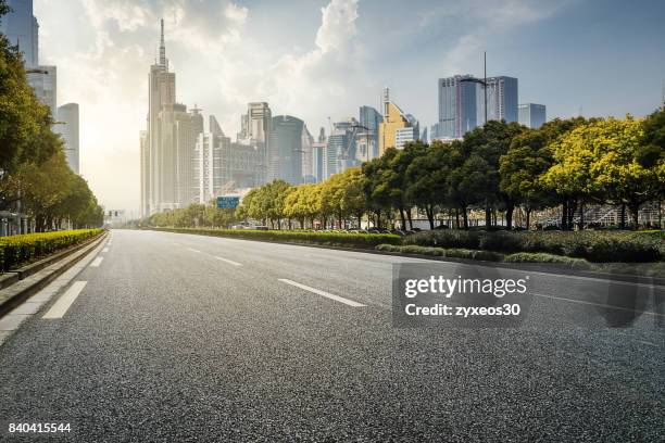 shanghai lujiazui and century avenue,china. - boulevard stock pictures, royalty-free photos & images