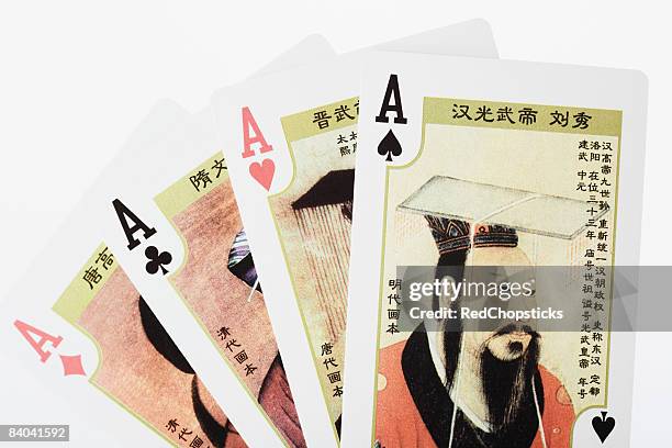 close-up of playing cards - ace of diamonds stock pictures, royalty-free photos & images