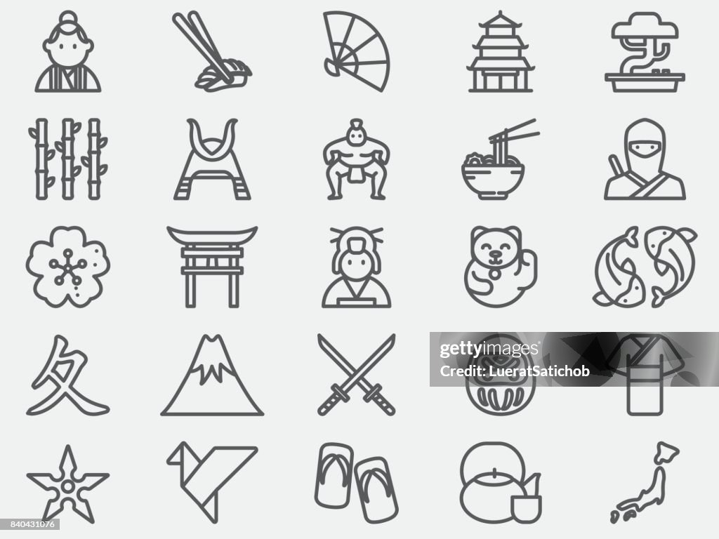 Ancient Japan Line Icons