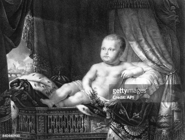Portrait de Napoléon II surnommé l'Aiglon, roi de Rome, fils de Napoléon Bonaparte.