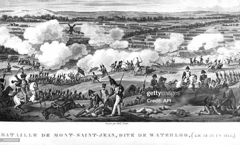 La bataille de Waterloo le 18 juin 1815, entre l'armée de Napoléon