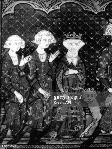 La reine consort d'Angleterre Isabelle de France avec ses frères Charles IV de France et Philippe V de France